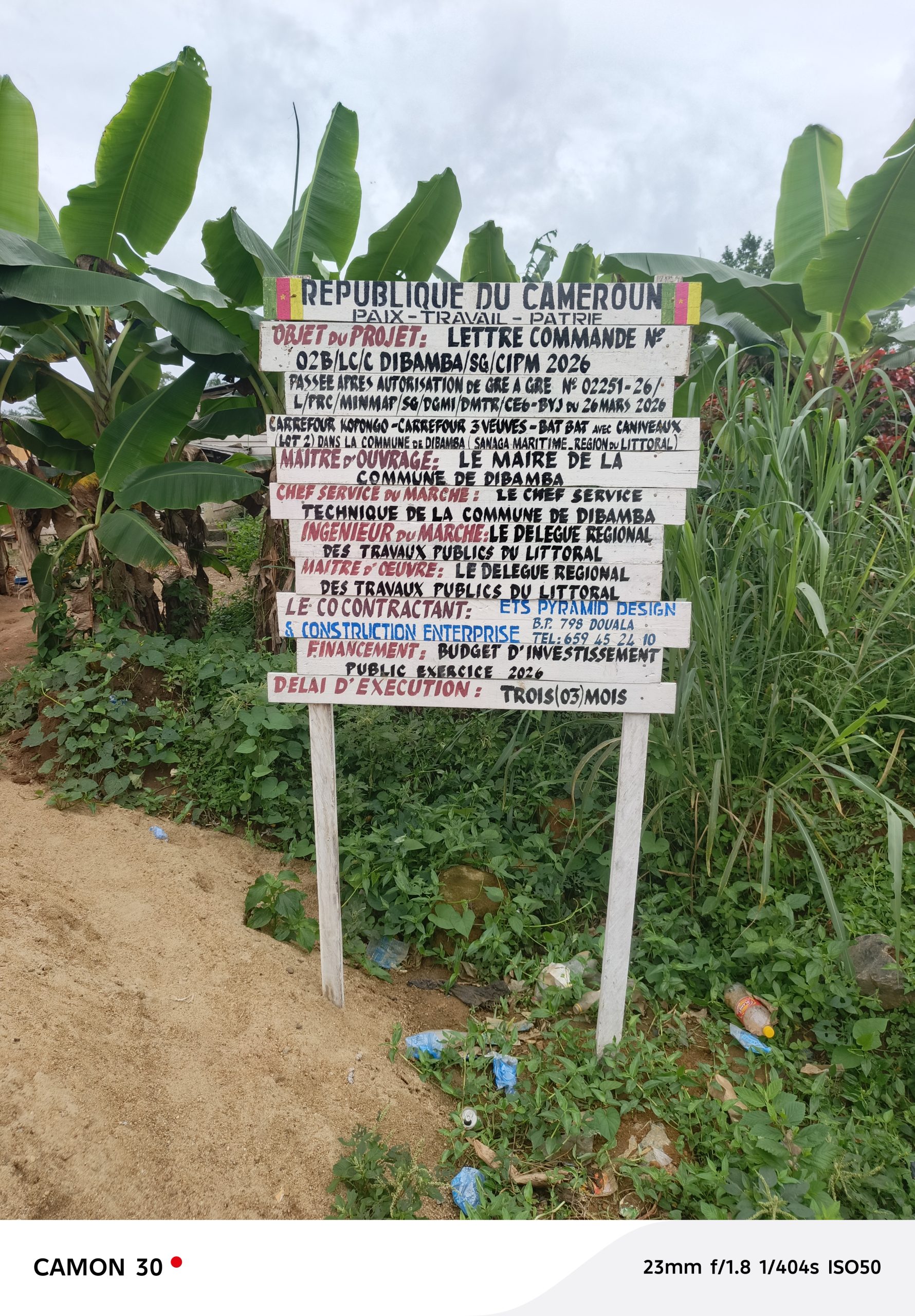 📢 COMMUNIQUÉ – DÉMARRAGE DES TRAVAUX À DIBAMBA